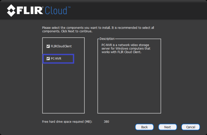 FLIR Cloud PC-NVR installation and setup